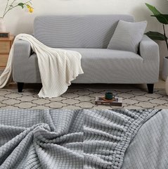 Чехол на двухместный диван серый трикотаж-жаккард