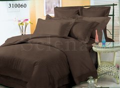 Однотонный шоколадый постельный комплект белья из сатина Stripe Семейный