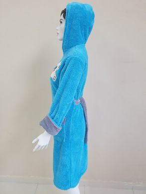 Бирюзовый женский халат на молнии с Мишуткой Welsoft S