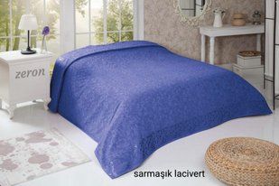 Махровая хлопковая простынь sarmasik desen синего цвета 200х220