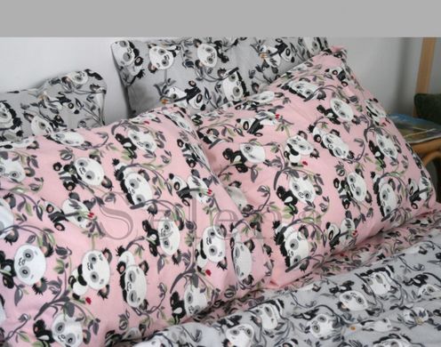 Фланелевое постельное белье Пандочки Pink Полуторный