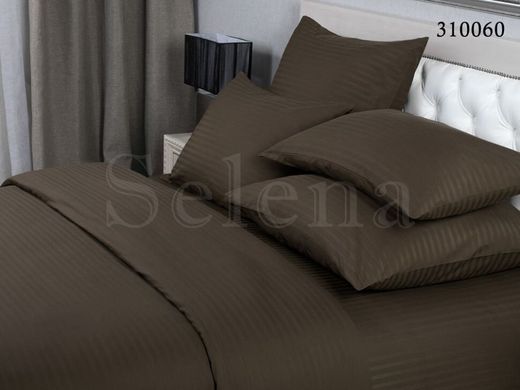 Однотонный шоколадый постельный комплект белья из сатина Stripe Семейный
