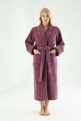 Фіолетовий махровий жіночий халат бамбук 50%, ns 6895 murdum 3XL