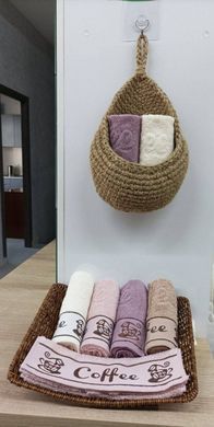Бежевое махровое полотенце для кухни Сoffee 420г/м2, Вeige 30х50