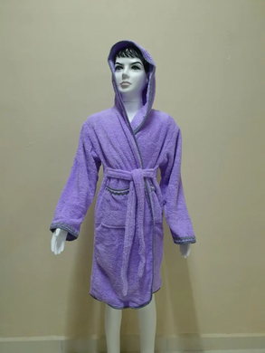 Лавандовий махровий халат Welsoft для підлітків зі смужками 11-12 років