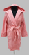 Жіночий халат велюр бавовна бавовна короткий темно рожевий з капюшоном L / XL