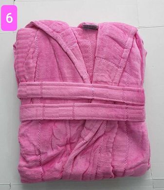 Женский халат велюр хлопок длинный розовый с капюшоном S/M