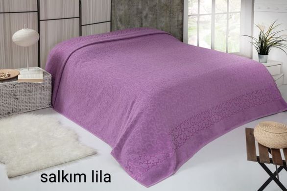 Махрове бавовняне простирадло salkim desen бузкового кольору 160х220