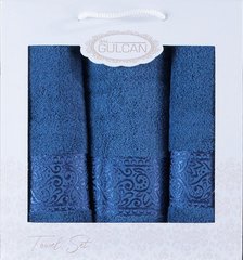 Набір блакитних махрових рушників Cotton (3 шт) з бавовни