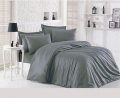 Однотонный комплект постельного белья из сатина серый Двуспальный