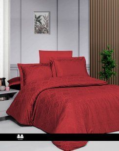 Постельное белье Vladya red из однотонного сатинового жаккарда Евро