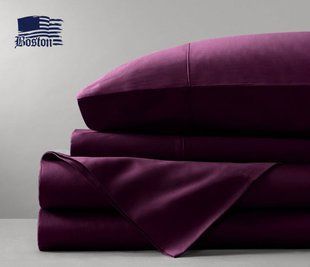 Простынь Dark Plum сатиновая Jefferson баклажанная 240х260