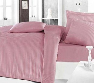 Однотонное постельное белье Stripe Sateen Toz Pembe Евро