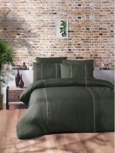 Зеленое постельное белье Elegant Dark Green из ранфорсаЕвро