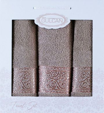 Набор кофейных махровых полотенец Cotton (3 шт) из хлопка