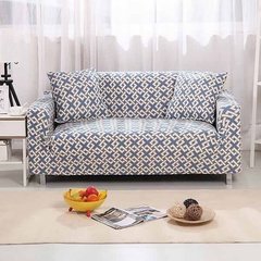 Чехол на трехместный диван 195х230 голубого цвета с узором