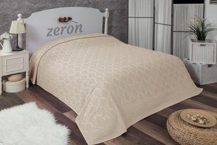 Махровая хлопковая жаккардовая простынь Damask Desen светло-бежевого цвета 200х220