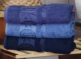 Комплект синих полотенец бамбук Aynali Agac Bamboo 50х90