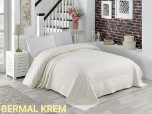 Махровая хлопковая двухсторонняя простынь Bermal crem кремового цвета 200х220