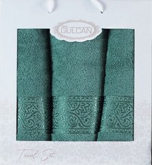 Набор зеленых махровых полотенец Cotton (3 шт) из хлопка