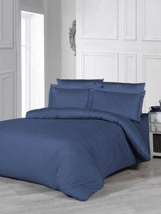 Комплект постільної білизни Stripe Sateen синій Lacivert Євро