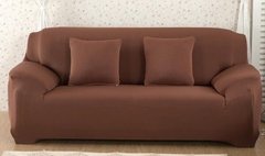 Натяжной чехол для трехместного дивана 195х230 коричневый без рисунка