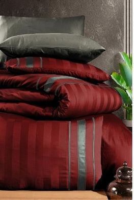 Люксова постільна білизна із сатину Artwel dark red Євро