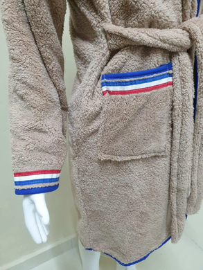 Бежевий дитячий махровий халат зі смужками Welsoft 5-6 років