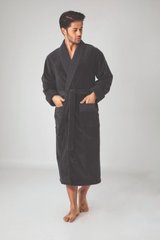 Довгий чоловічий халат без капюшона ns 2965 антрацит 4XL