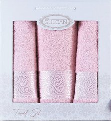 Набір світло рожевих махрових рушників Cotton (3 шт) з бавовни
