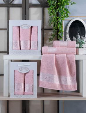 Набор светло розовых махровых полотенец Cotton (3 шт) из хлопка