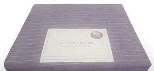 Простынь на резинке Plum-White Stripe U-tek хлопок Hotel Collection сливовая 200х220