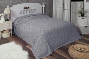 Махровая хлопковая жаккардовая простынь Damask Desen серого цвета 200х220