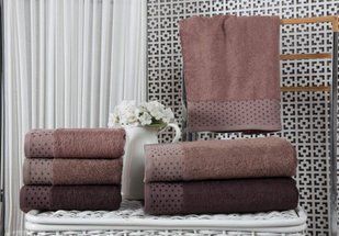 Комплект коричневых полотенец бамбук 50х90 (3 шт), Bambu Puanli Desen