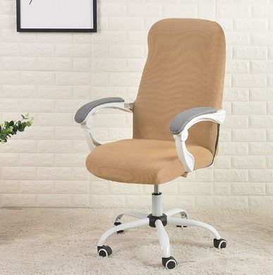 Чохол для офісного крісла еластичний кавовий-жаккард M