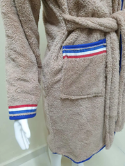 Бежевий дитячий махровий халат зі смужками Welsoft 9-10 років