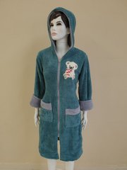 Зеленый женский халат на молнии с Мишуткой Welsoft XL