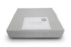 Простынь на резинке серо-белая в наборе с наволочками U-tek хлопок Stripe Grey-White 200х220