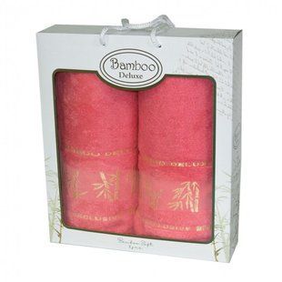 Комплект полотенец из бамбука Bamboo коралловый в коробке