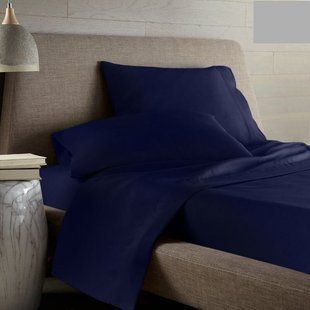 Однотонна постільна білизна сатин Jefferson Dark Blue синє Двохспальна
