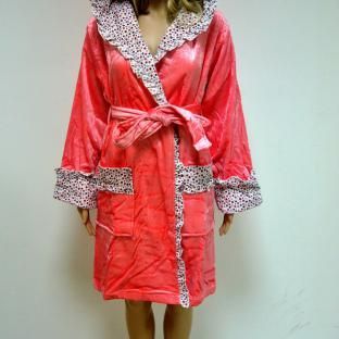 Короткий женский халат с капюшоном ns 8300 коралловый M