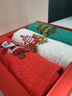 Новогодние полотенца Рождество-2, 40х60 (3шт.), вафля