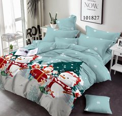 Новогодний бязевый комплект постельного белья Снеговик Семейный