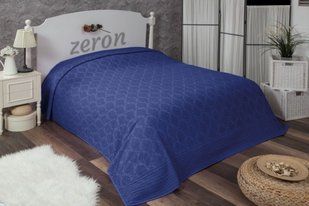 Махровая хлопковая жаккардовая простынь Damask Desen синего цвета 200х220