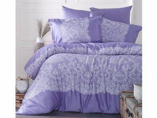 Постельный комплект Sateen Aran Renda V1 лиловое Евро