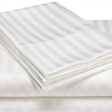 Простирадло White сатинове Stripe Jefferson біле 143х215
