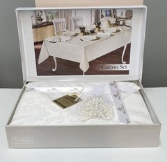 Белая скатерть + набор салфеток 35х35, Cotton Set