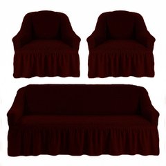 Чехол универсальный на диван и 2 кресла вишневый (40)