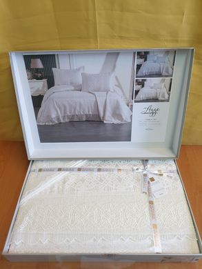 Мереживне жаккардове кремове покривало Azez Crem 240х260