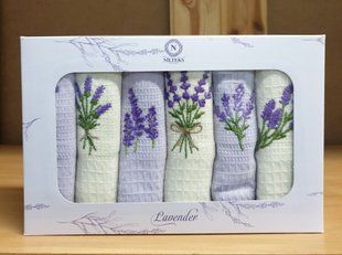 Вафельные кухонные полотенца 40x60 (6шт.) Лавандовые букеты